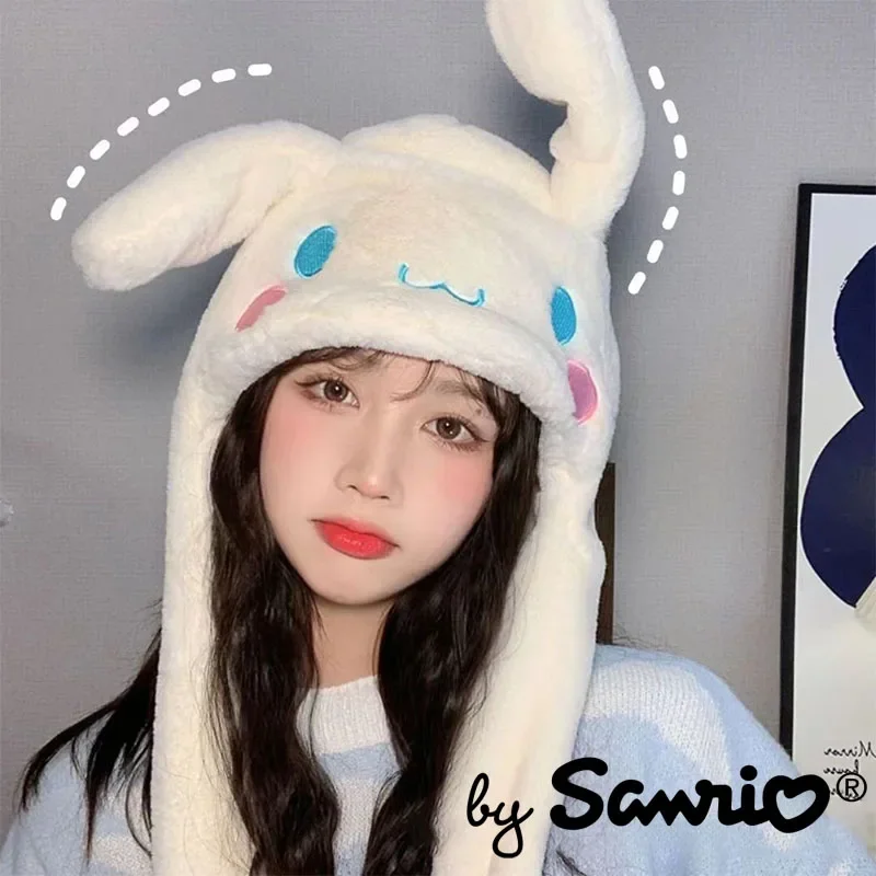 

Шапки Sanrio Cinnamoroll Kuromi PompomPurin женские, теплые кепки с движущимися ушами, с защитой ушей, милые аниме, креативный осенний подарок