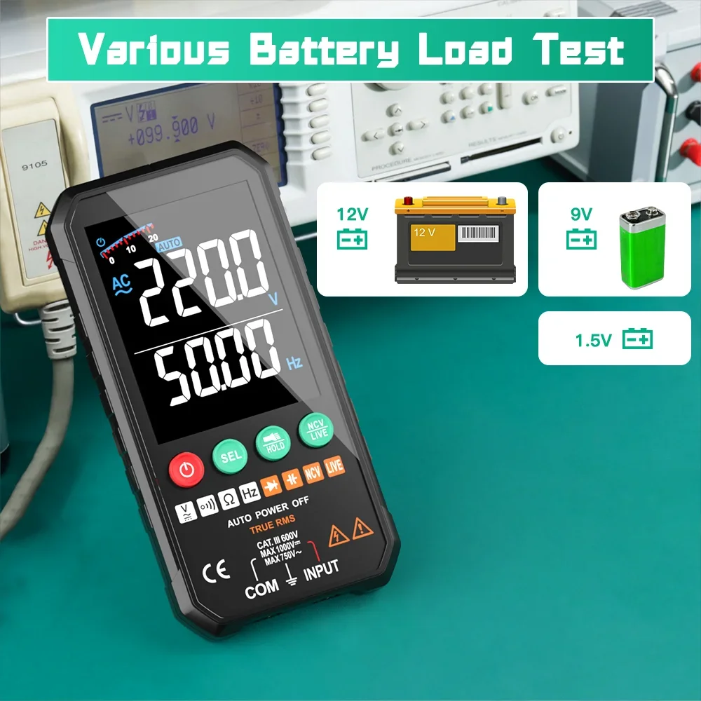 MASTFUYI 6000 Counts Digital Multimeter Ture RMS AC DC NCV Transistor Duty Multimetro Capacitor Temperature Voltage Smart Meter 4