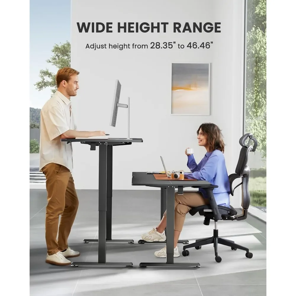 Height Adjustable Electric Vertical Office Desk, 48 X 24 Inch Sitting Desk, Memory Computer Home Office Desk (black) images - 6