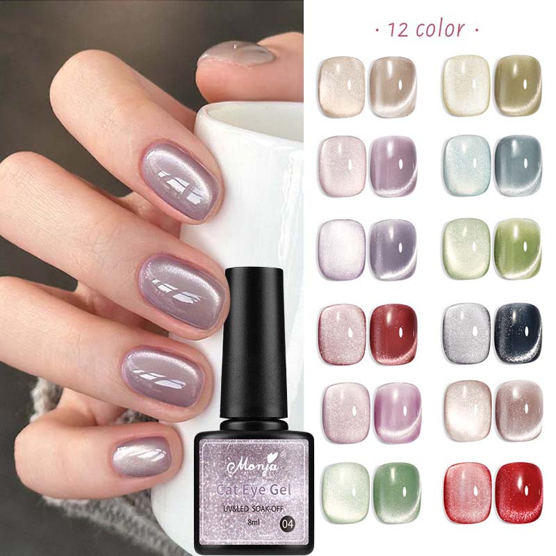 Glass Beaded Crystal Cat Eye Magnetic Gel Nail Polish 8ml Crystal Varnis Semi Permanent Soak Off UV Gel Varnish DIY Nail Art