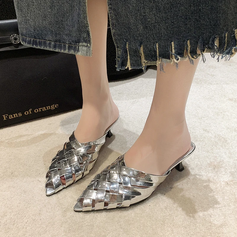 Shoes Woman 2024 Trend Summer Pointed Toe Stiletto Gladiator Sandals Fashion Luxury Slippers Ladies Brand Designer High Heels