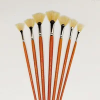 7pcs Art Fan Paint Brush Set, Hog Bristle Anti-Shedding Brush Tips for Comfortable , for Acrylic Watercolor Oil Painting 1