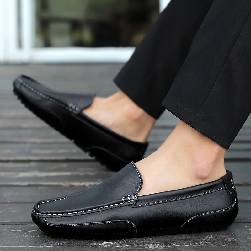 Men Loafers Shoes Comfortable Leather Luxury Trendy Casual Shoes Slip On Formal Moccasins Italian Sneakers Male Flats Plus Size