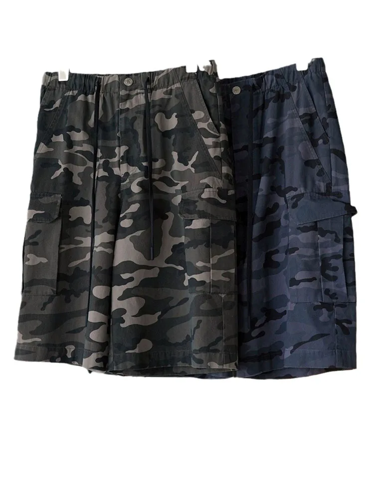 [LANMREM] High Waist Drawstring Shorts For Women Elastic Loose Wide Leg Pants Streetwear Clothing 2024 Summer New 26D8359
