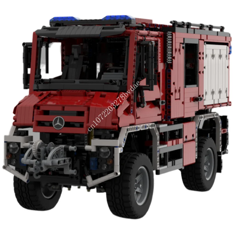 

5200 шт. высокотехнологичные механические строительные блоки MOC Mercedes Benz Unimog U 218 пожарный двигатель, электрическая техника, строительные блоки, игрушки