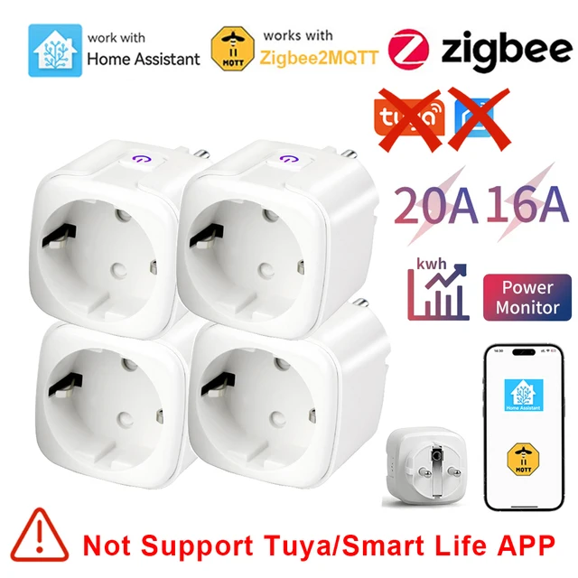 ปลั๊กอัจฉริยะ Zigbee สำหรับบ้าน รองรับมาตรฐาน EU ขนาด 20A/16A พร้อมฟังก์ชั่นตรวจสอบพลังงาน ควบคุมระบบอัตโนมัติในบ้าน รองรับ Zigbee2MQTT ZHA 1