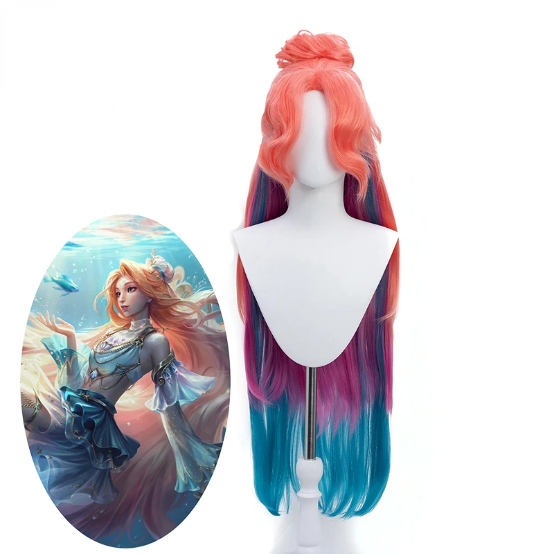 

LOL Prestige Ocean Song Seraphine Cosplay Wig 100cm Long Gradient Color Women Party Wigs Heat Resistant Synthetic Hair