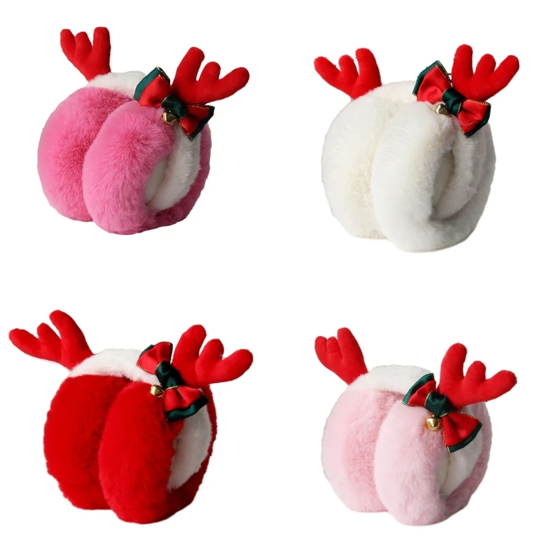 

Adult Christmas Antler Shape Plush Ear Warmer Winter Student Outdoor Cycling Skiing Climbing Ear Warmer Cold Weather