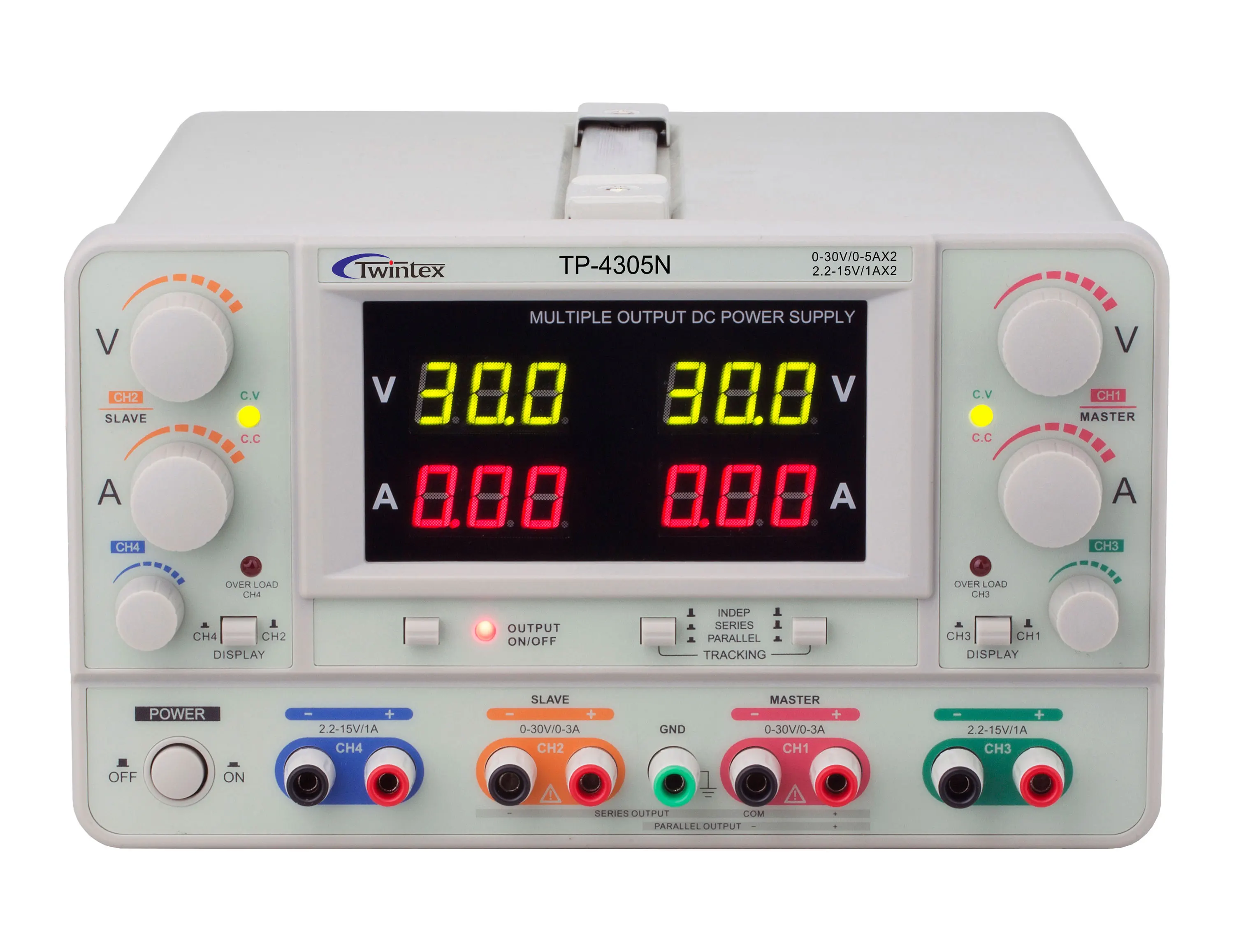 

Twintex TP-4305N Toroidal Transformer Multiple Laboratory Regulated Linear 4 Channel Output Power Supply 30V 5A