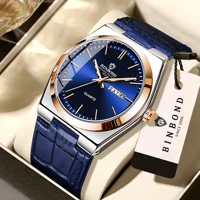 Montre homme BINBOND, bracelet en cuir de luxe, quartz, précise, lumineuse, étanche, affichage automatique de la date et du jour, durable, reloj. 1