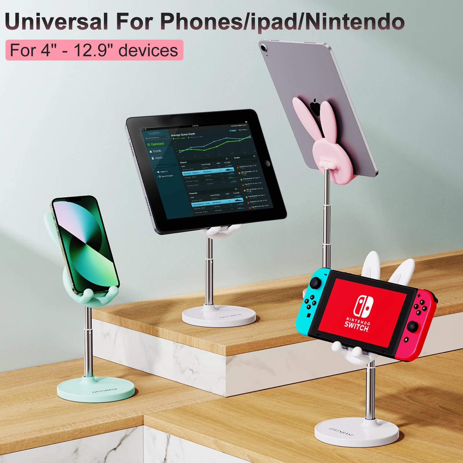 Eary Cute Phone Holder Desktop Stand Height and Angle Adjustable Phone Tablet Stable Base Support for iPhone 16/15/14/13 Samsung