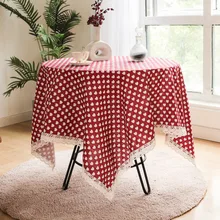 

Cotton And Linen Lace Tablecloth Rectangular Cover Towel Restaurant Tablecloth Love Pattern Decorative Cloth