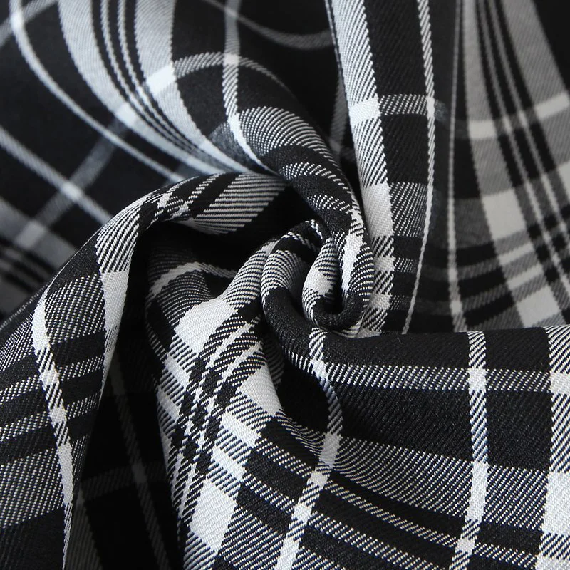 Premium Plaid High Waisted Loose Straight Leg Long Pants Plus Size Women Casual Preppy Style CHIC RETRO Trousers 8444