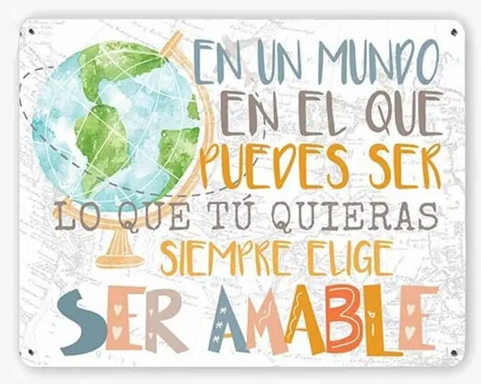 

Spanish Classroom Inspiration Sign Poster, Teacher Elementary Middle School in Spanish Art Plaque Rustic Home Decor Funny Room D