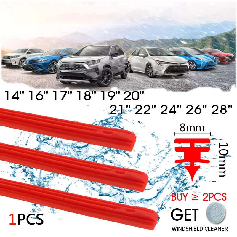 2 Pieces Rubber Wiper Rubber Strips, Boneless Wiper Blades, Suitable Rubber Strips, Universal