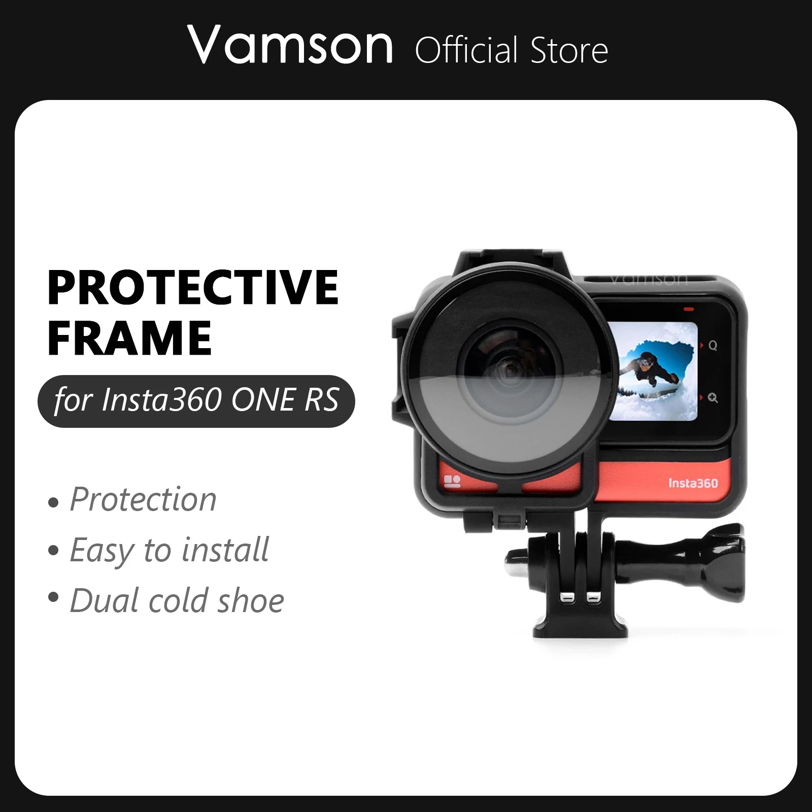 

Vamson for Insta360 ONE RS Camera Accessories Protective Frame Case with Dual-Lens Camera Lens Guards Insta360 Accessories VP724