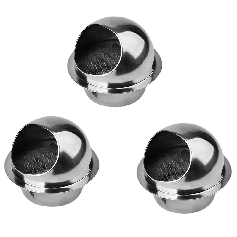 3X 304 Stainless Steel Air Vent Round Grille Ventilation Cover Wall Vent Outlet 4 Inch