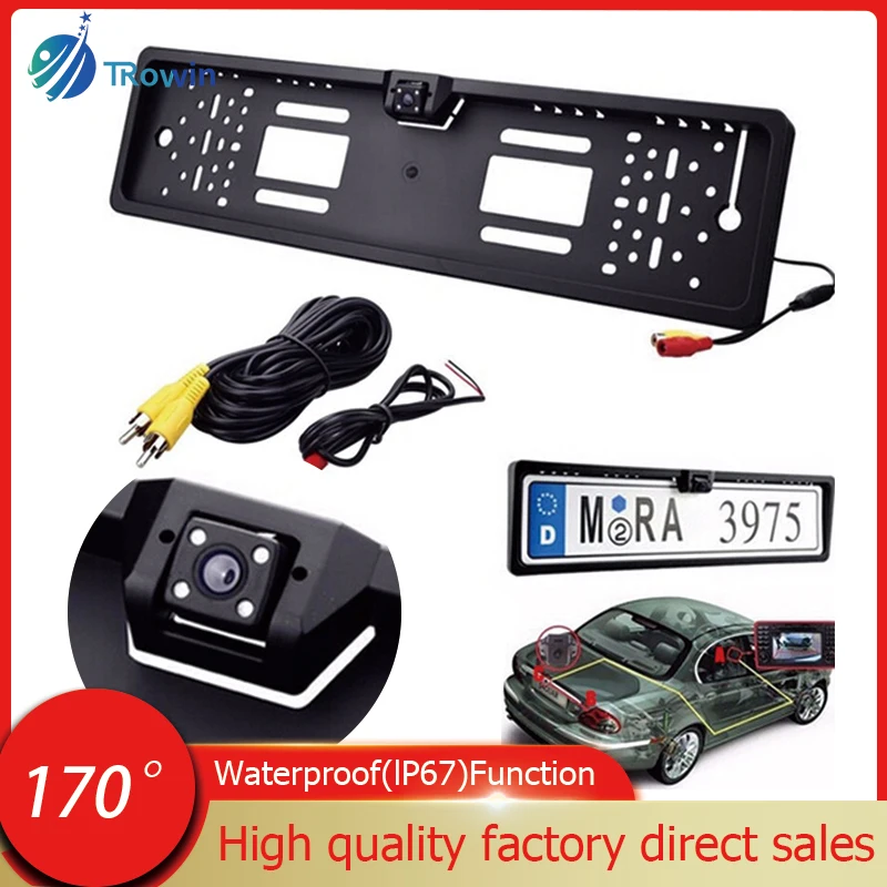 

12V Car Rear View Camera Waterproof 4 LED Reverse Night Vision European License Plate Holder Frame Universal Auto Accessories