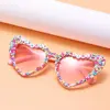 Heart-shaped Frame Pearl Decoration Sunglasses English Letters Sun-Protective Black Shades Glasses Bride Eyewear Colorful 1