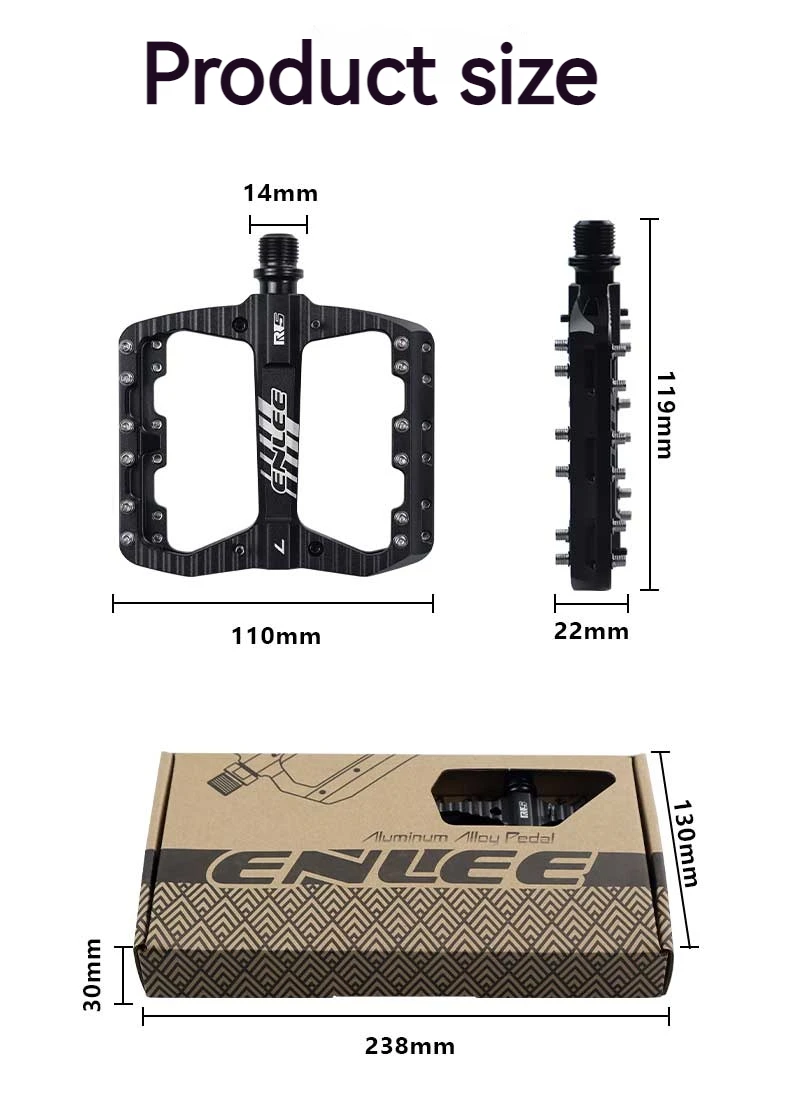ENLEE Fahrradpedale, abgedichtetes Lager, rutschfeste MTB-Pedale, Aluminiumlegierung, superleicht, wasserdicht, Fahrradzubehör – Detail 3