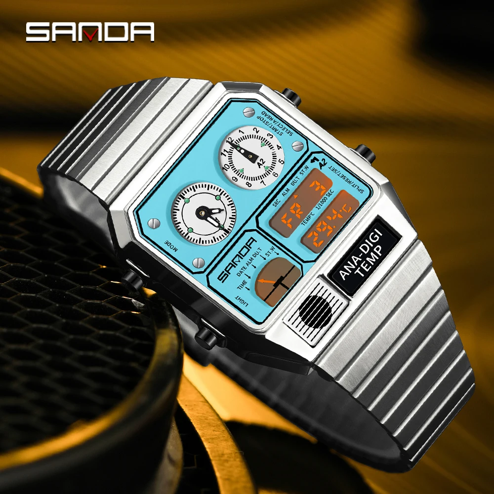 SANDA 3192 Hot-Selling LED Electronic Square Men's Youth Casual