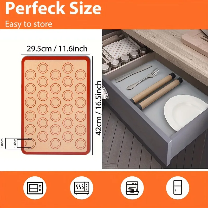 Silicone Baking Mat For Oven Non-Stick Macaron Silicone Mat For Baking Reusable Heat Resistant Half Sheet Baking Silicone Baking Mat Silicone Baking Tray