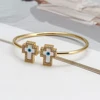 Lucky Eye Fatima Hamsa Hand Cross Heart Open Bangle Copper Adjustable Turkish Evil Eye Bangle for Women Girls Men Jewelry BE812 4