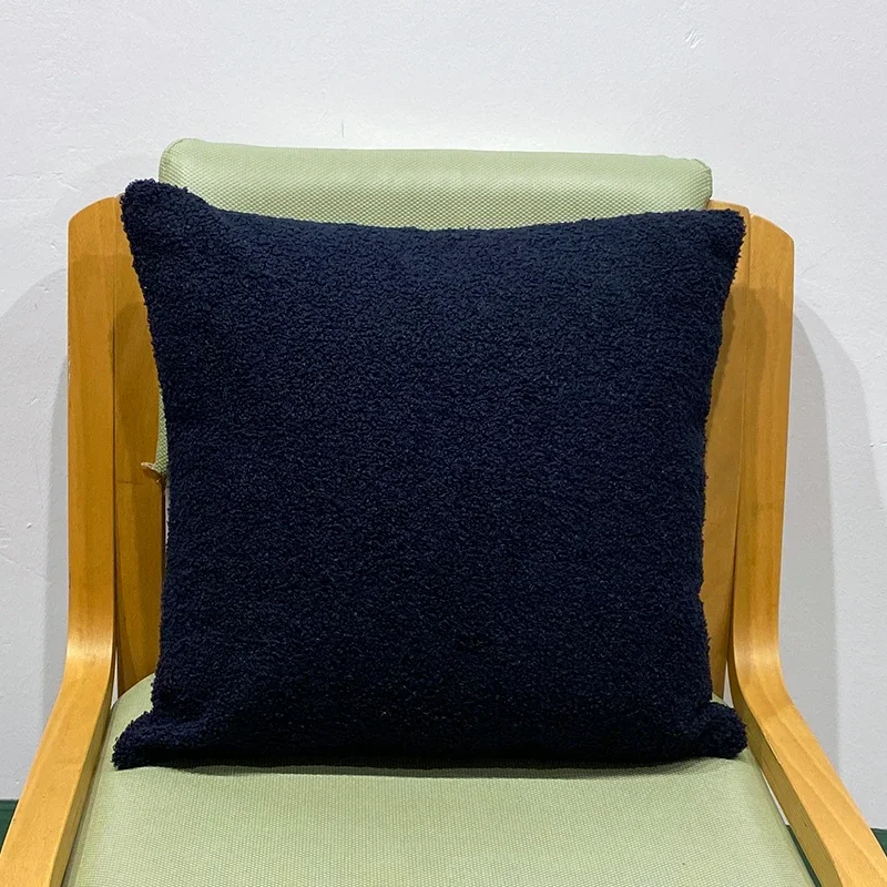 Navy Blue Teddy plush faux fur pillow cover
