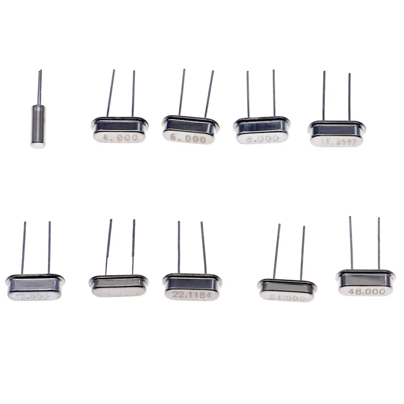 200pcs 10Values HC-49S Quartz Resonator DIP Oscillator Assorted Kit 4MHz 6MHz 8MHz 12MHz 16MHz 24MHz 25MHz 48MHz 2Pin