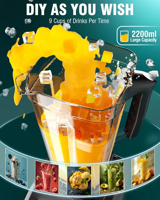 Professional Blender, Commercial Blender for kitchen Max 1800W High Power Home and Commercial with Timer 3