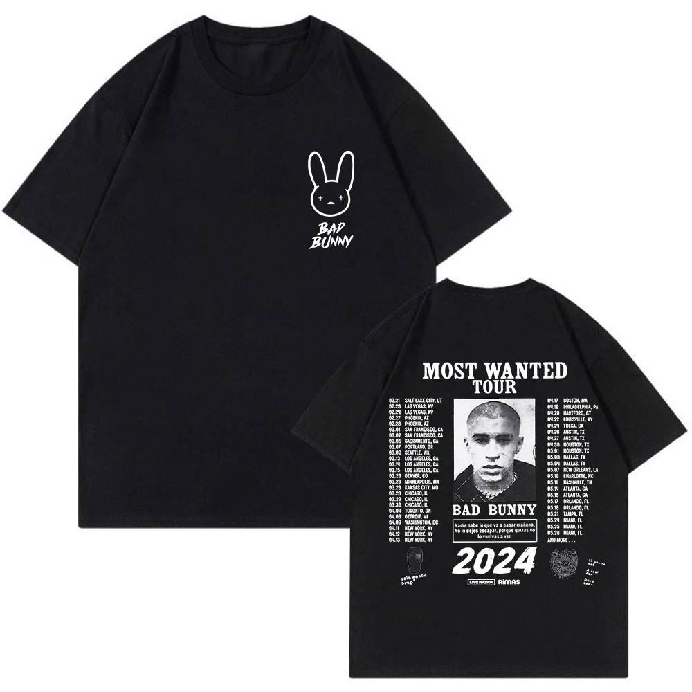 

Bad Bunny T-shirt 2024 Most Wanted Tour Nadie Sabe Lo Que Va a Pasar Manana Merch Crewneck Short Sleeve Tee Men Women's Clothes