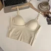 قطع علوية قصيرة من Beauty Back لعام 2025 محبوكة مثيرة بدون ظهر على الطراز الكوري حمالة صدر عصرية للسيدات من الحرير الجليدي الصلب