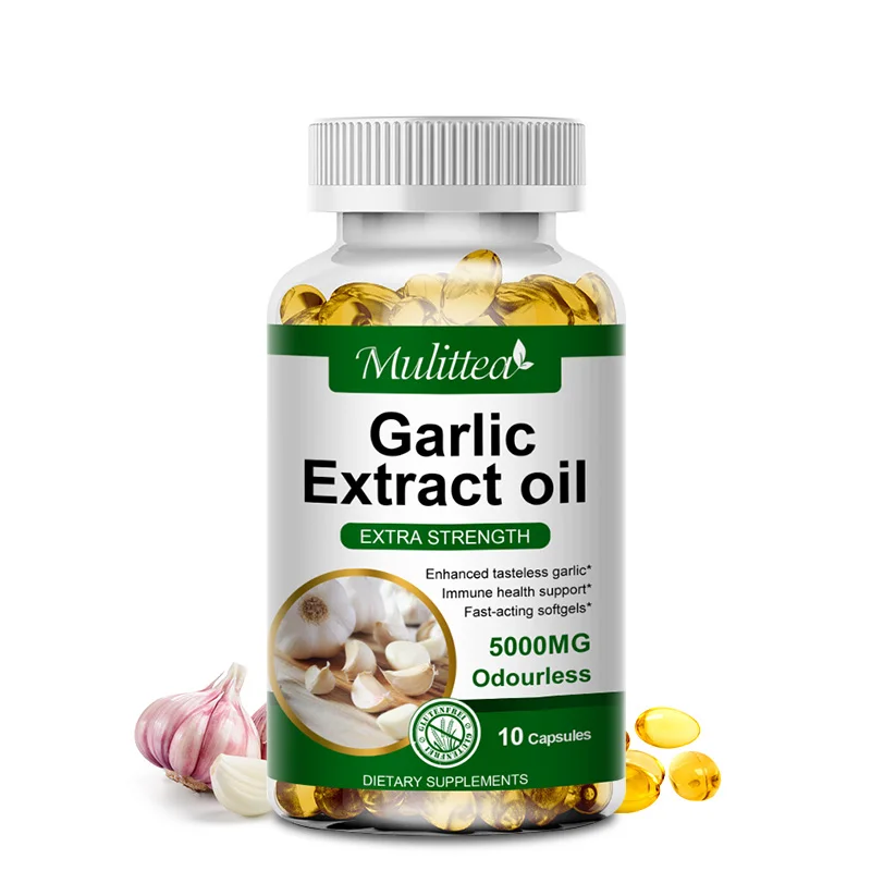 

Mulittea Tasteless Organic Garlic Extract Capsules | 5000mg | Non-GMO & Gluten Free Supplement