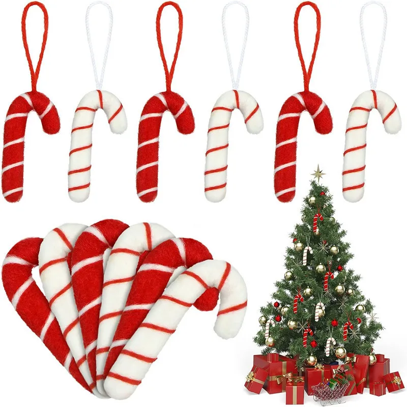 Weihnachten Santa Claus Spazierstock Gefilzt Ornament Zuckerstange Hängende Ornamente Weihnachtsbaum Zubehör Home Dekorationen – Detail 4