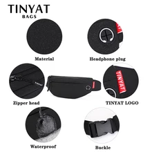  TINYAT Men Waist Bag Pack Purse Casual Large Phone Belt Bag Pouch Women's Canvas Travel Phone Bag Fanny Banana Bag Hip 4 Pockets 