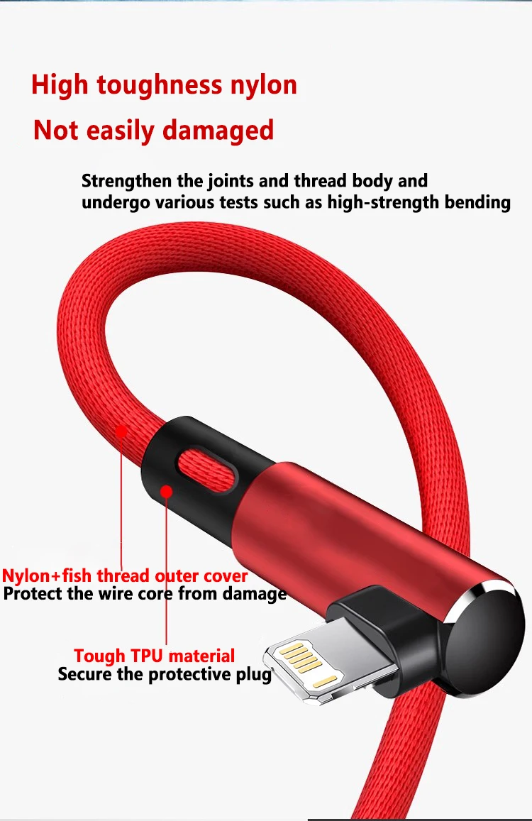 아이폰 14 13 12 11 프로 맥스 X XR 6s 7 8 플러스용 90도 USB 케이블 1m 2m 길이 휴대폰 고속 충전 케이블 데이터 충전기 와이어