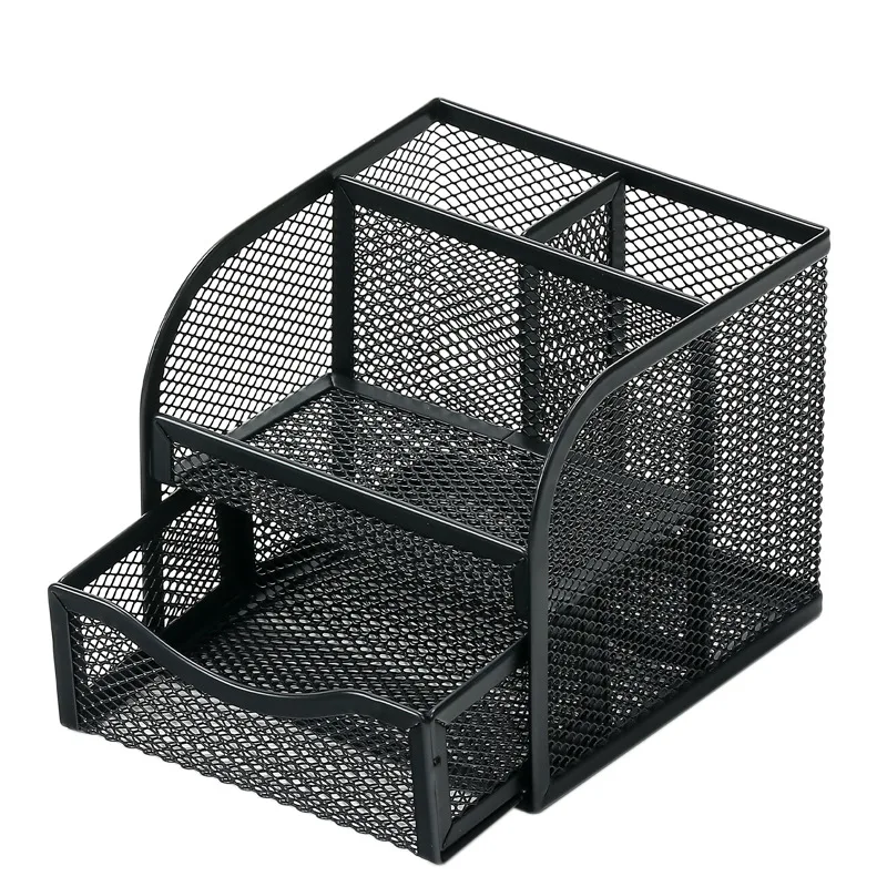 Four grid iron pen holder storage box wholesale student stationery storage box office desktop storage box drawer style 5