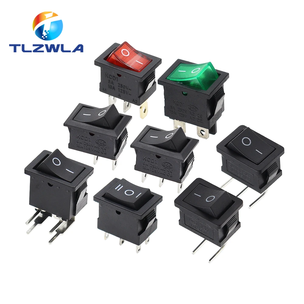 Switch 10PCS ON-OFF KCD1 15*21mm 2Pin Ship Type 6A 250V 10A 125V 15X21 Rocker Power