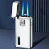 2025 New Men's Flame Gas Electric Dual Purpose Metal Windproof Lighter Creative USB Butane Gas Double fire Lighter Men's Gift 6