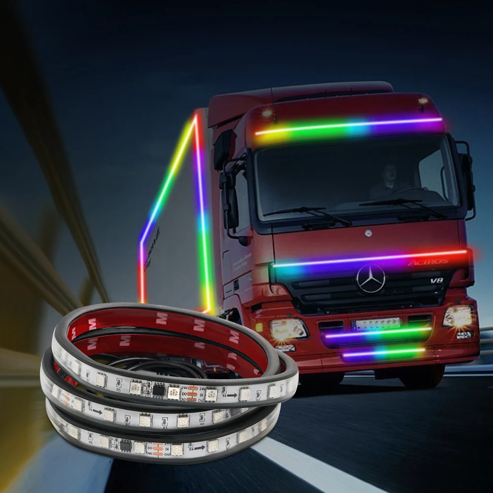 Accessori Per Camion 24V Parts Symphony Rgb Led Lights Strip Neon Strobe Running Streamer Bar Drl Lamp Bus Atmosphere Lamp Styling