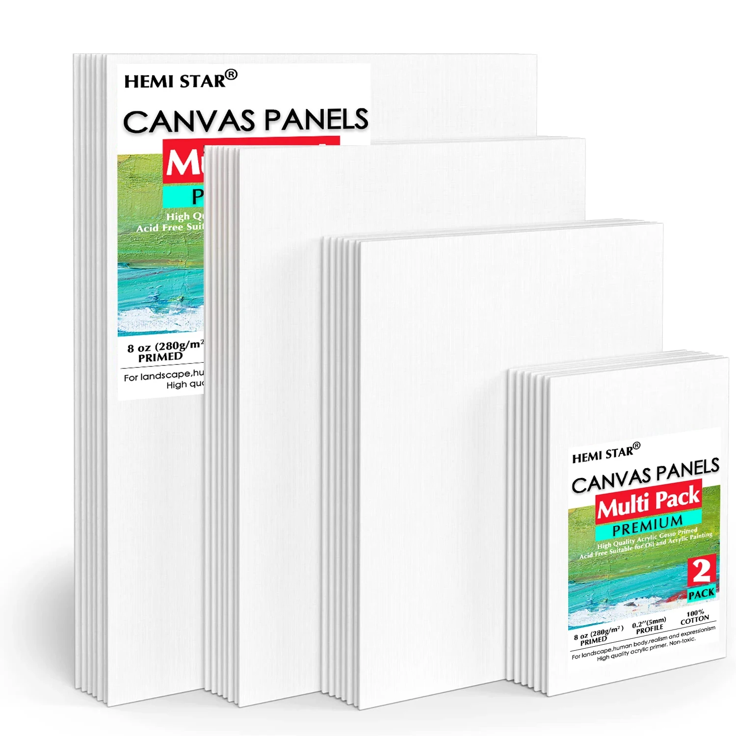 

Canvas Panels 2 Pieces Primed Acid-Free 100% Cotton White Paint Canvas for Painting, Blank Canvas for Painting, Multi Size