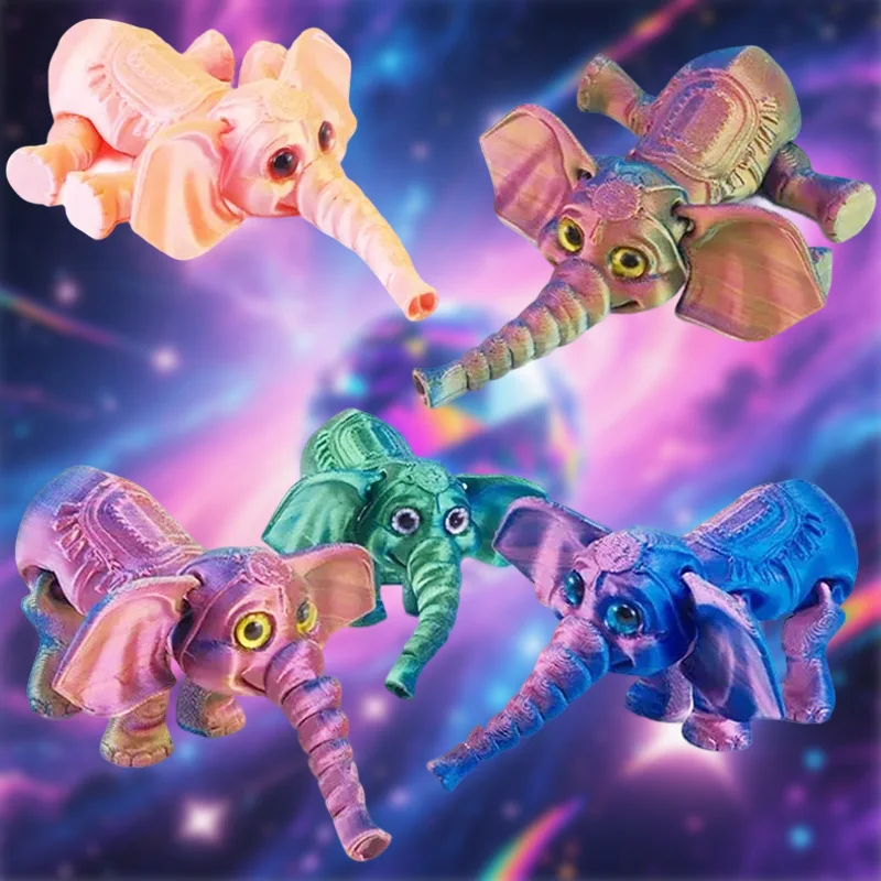 3D Printing Cute Elephant Cartoon Model Toys Mobile Limb Joint Children's Gifts Toys Model Ornament Creative and Novel Decorate