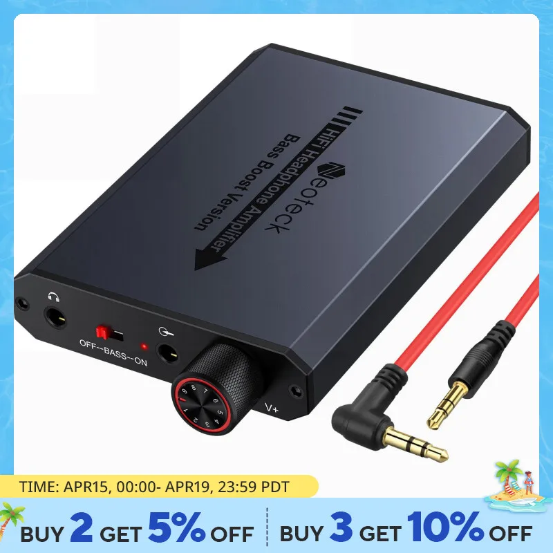 Neoteck Amplificatore Per Cuffie Aux Da 3.5Mm Con Interruttore Boost Per Basso Amplificatore Per Cuffie Hifi Portatile In Alluminio 16-150 Ohm Per Tel
