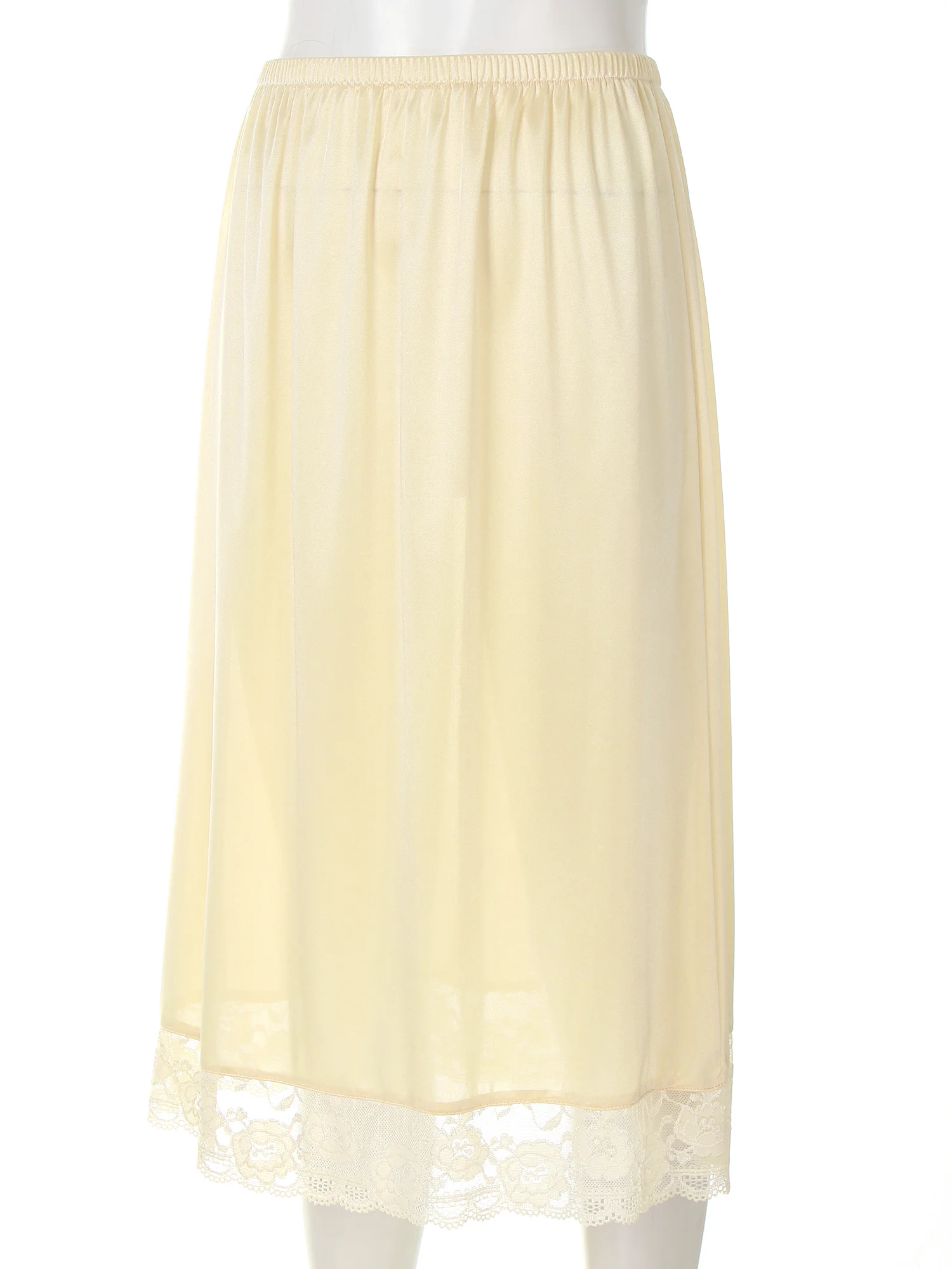 Women Girls Lace Underskirt Ice Silk Smooth Anti-glare Skirt Petticoat Under Dress Long/Short Safety Skirt Half Slip Dress for Petticoat Skirt,Half Slip Skirt