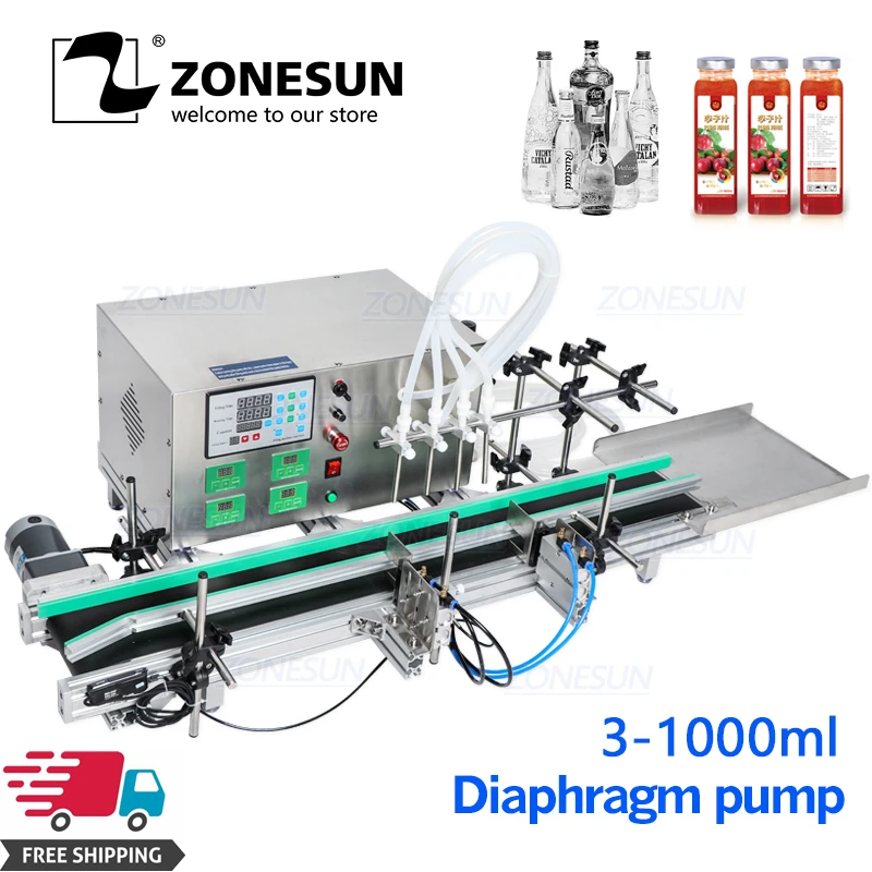 ZONESUN 4 Nozzles Benchtop Automatic Juice Water Filler Soft Drinks Liquid Bottling Filling Machine Line | Бытовая техника