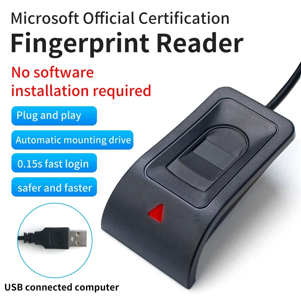 Portable Mini Fingerprint Scanner for PC – USB & Type-C Biometric Reader for Windows 10/11 Hello Login & Security Lock