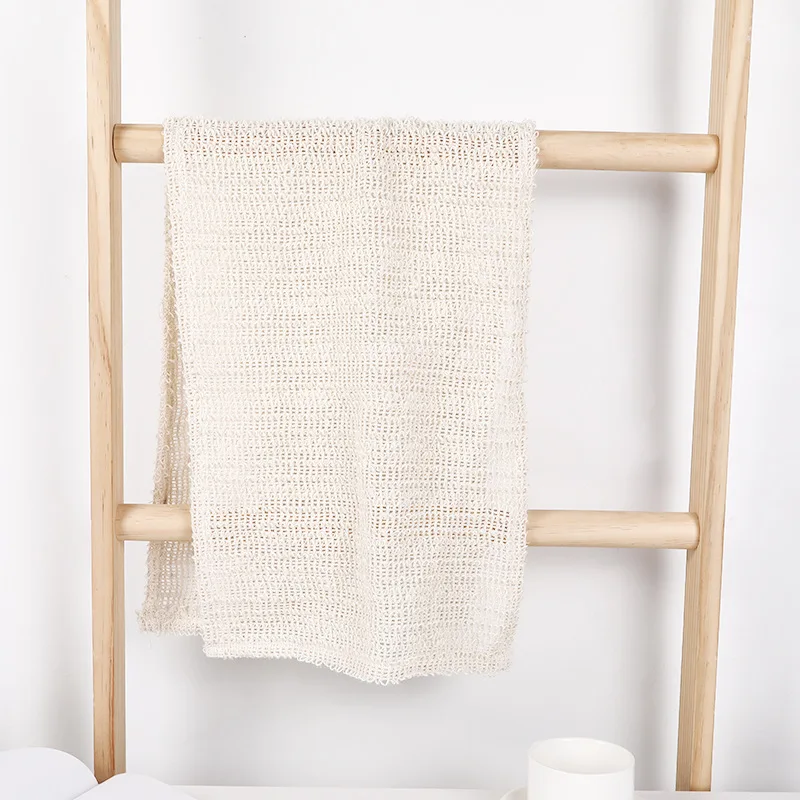 Natural Exfoliating Shower Back Washcloth Cotton and Linen Soft Back Scrubber Shower Sponge Towel Bath Tools Women Men