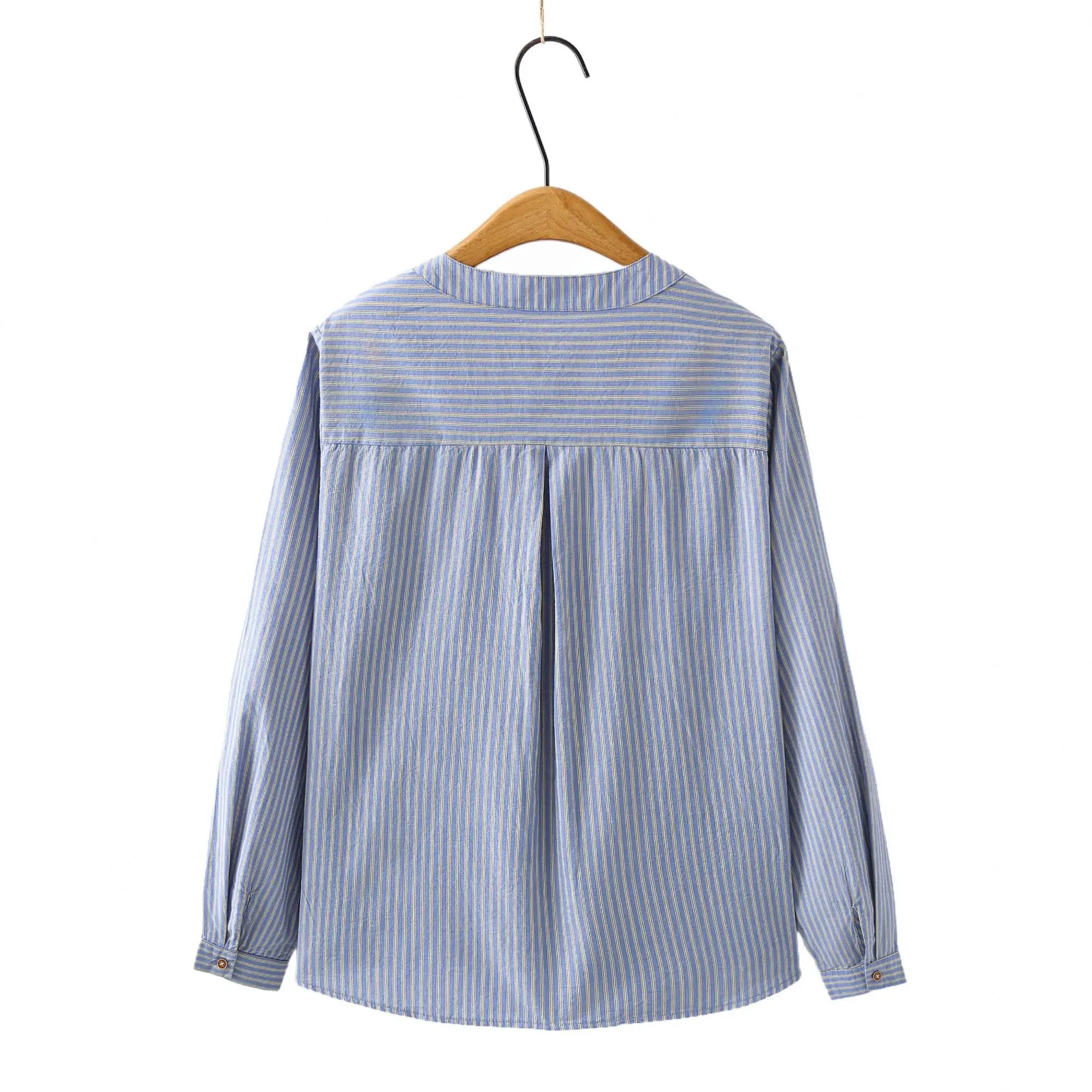 Fashion Plus Size Women's Blouse Autumn New Style Casual Round Neck Vertical Striped Long Sleeve Shirt 2526