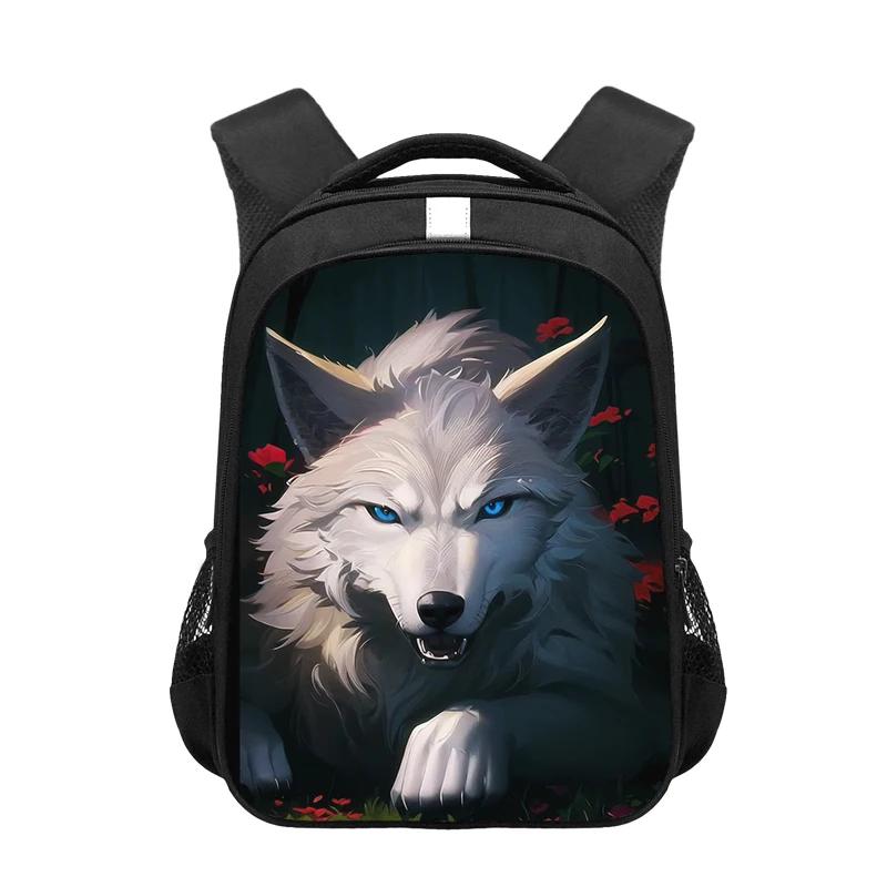 Colorful Tiger Print Backpacks Howling Wolf Under The Moonlight Rucksack Women Men Outdoor Daypack Teenager School Bags Gift