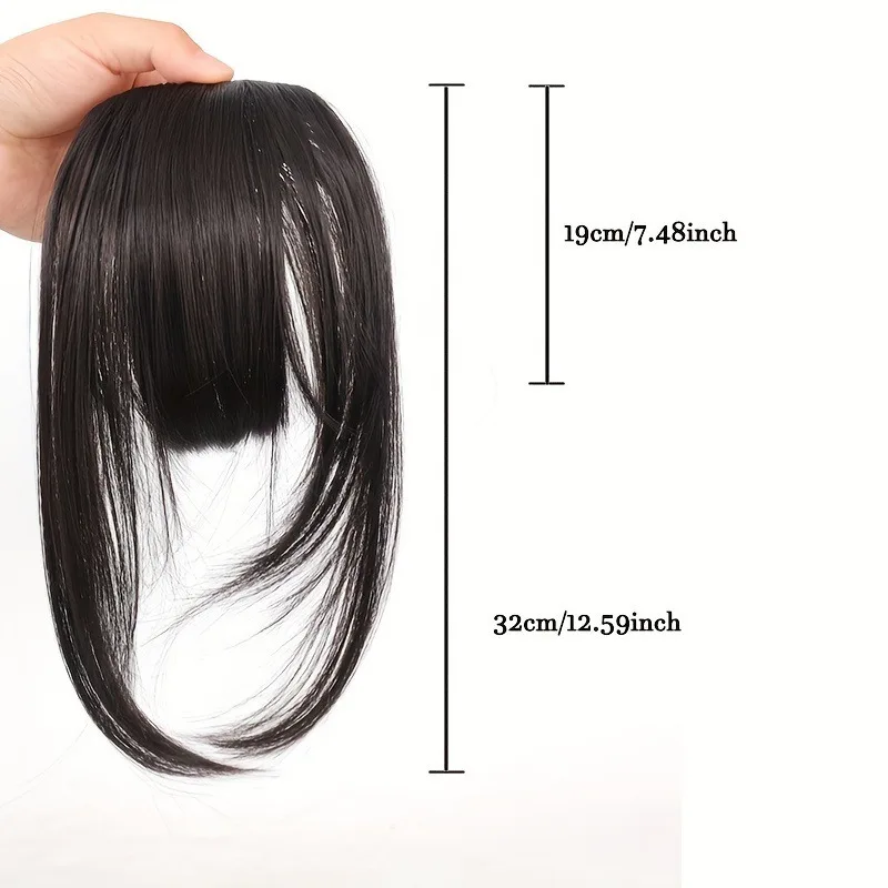 Synthetic Hair Bangs Natural Brown Wispy Bang Hair Clip in Bangs Fringe with  Hairpiece for Women Clip on Air Bang